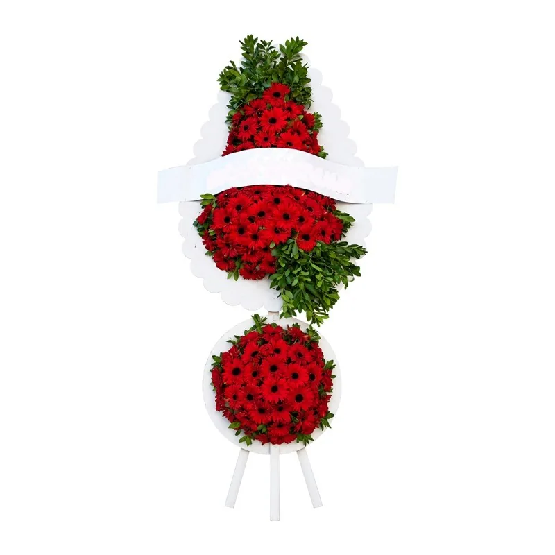 Kırmızı Gerbera Açılış Çelengi Çift Katlı