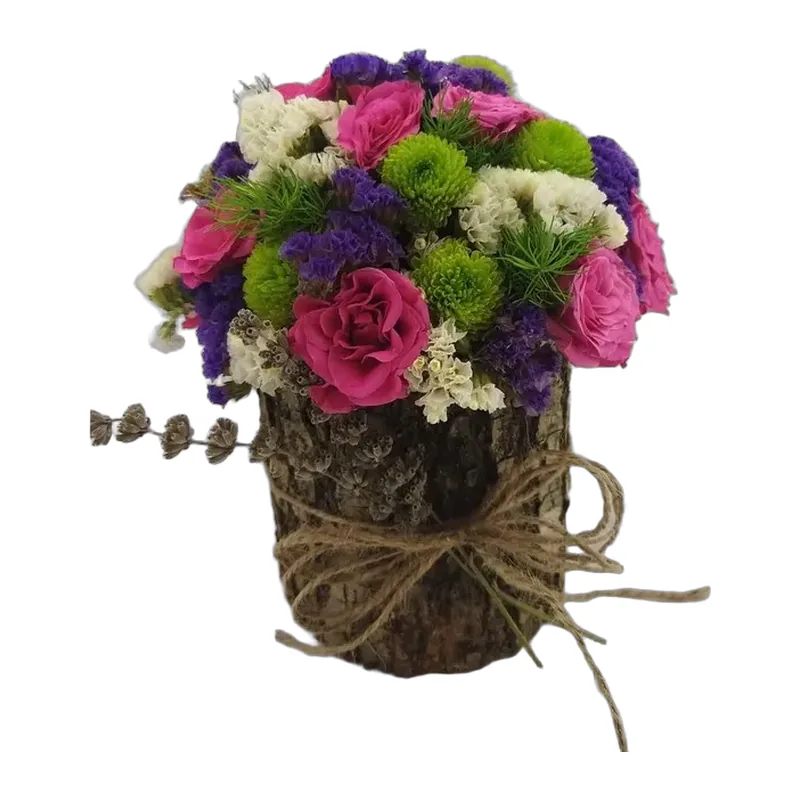 Doğal Ahşapta Renkli Butik Aranjman